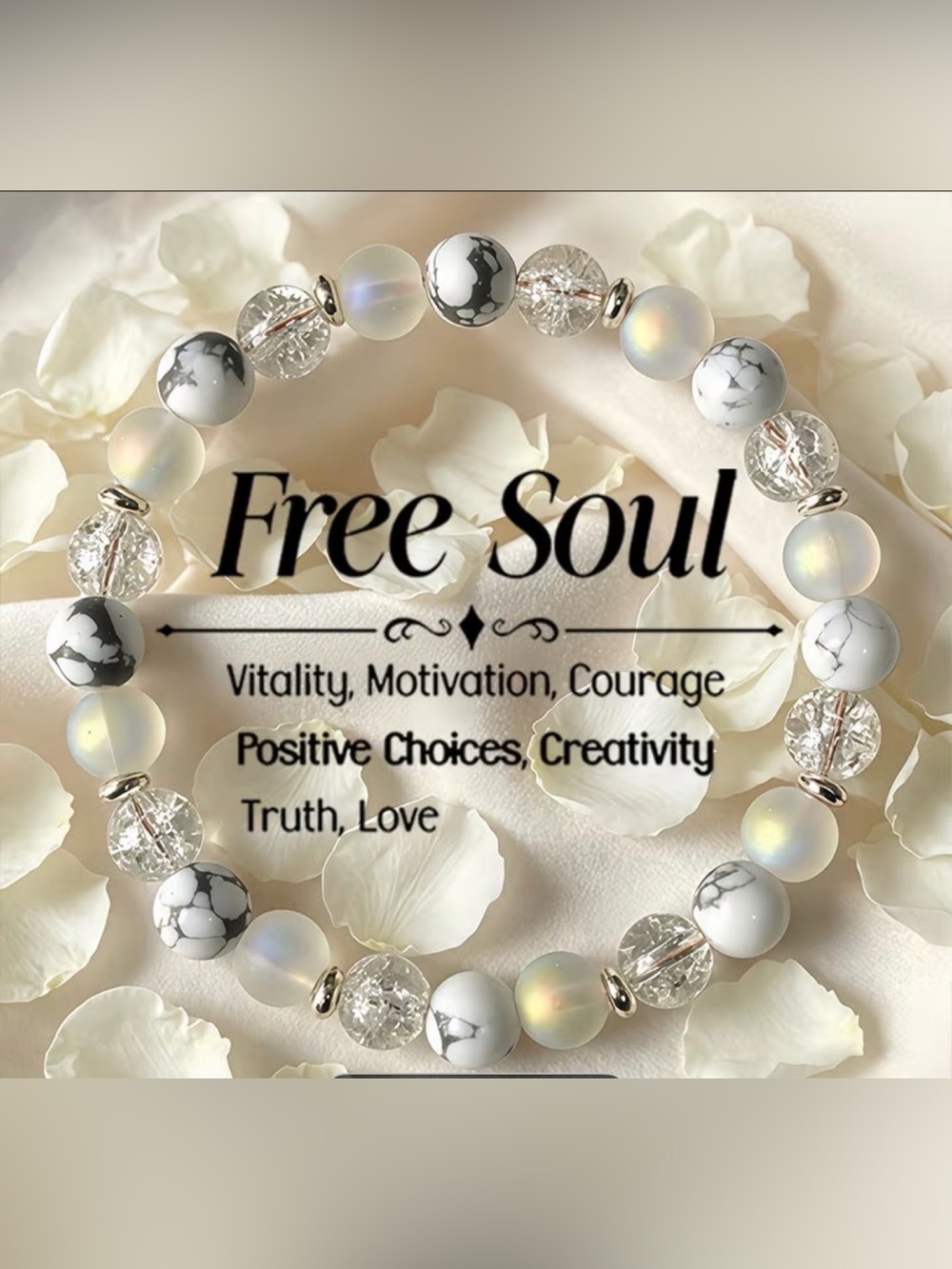 Free Soul White & Iridescent Beaded Bracelet by
